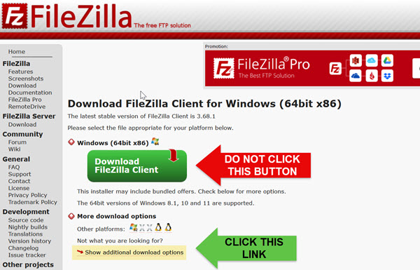 FileZilla Screen