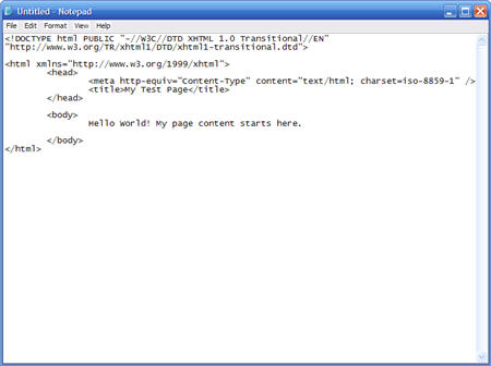 writing XHTML in Notepad