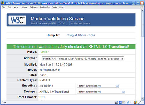 validating your page at w3c