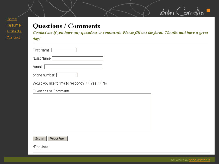 Student 1 Contact Page