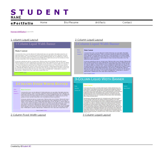 Student 3 Artifacts Web Layouts