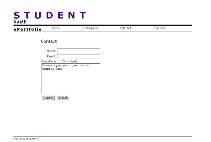 Student 3 Contact Page