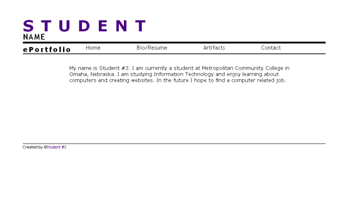 Student 3 Home page